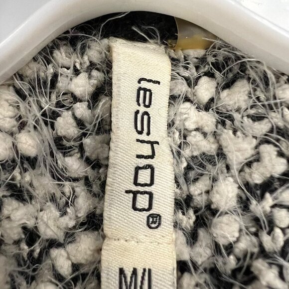 Leshop Women's Knit Cardigan Open Front Nubbed Black/Cream Size M/L - Picture 8 of 9